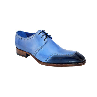 Emilio Franco Italo Men's Shoes Navy/Light Blue Calf-Skin Leather Oxfords (EF1055)-AmbrogioShoes