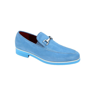 Emilio Franco Nino II Men's Shoes Light Blue Suede Leather Loafers (EF1088)-AmbrogioShoes