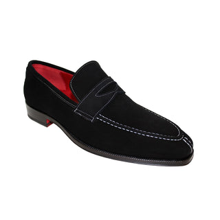 Emilio Franco Oliviero Men's Shoes Black Suede Leather Loafers (EF1092)-AmbrogioShoes