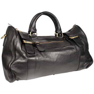Dellamoda Lamb Leather Handbag TY Satchel Black ts10-19 (DM15)-AmbrogioShoes