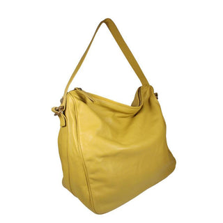 Dellamoda Lambw Yellow Lime Leather Handbag TY Hobo TS10-16 (DM28)-AmbrogioShoes