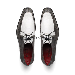 Marco Di Milano Andretti Men's Shoes Gray & White Genuine Ostrich Leg Dress Derby Oxfords (MDM1096)-AmbrogioShoes
