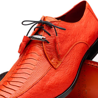 Marco Di Milano Andretti Men's Shoes Orange Genuine Ostrich Leg Dress Derby Oxfords (MDM1098)-AmbrogioShoes