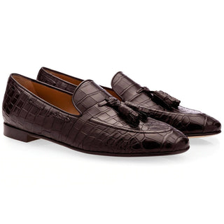 SUPERGLAMOUROUS Philippe Mississipi Men's Shoes Cocoa Exotic Alligator Tassels Loafers (SPGM1097)-AmbrogioShoes