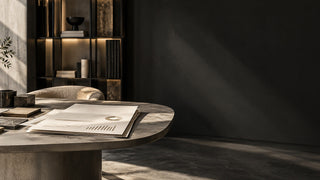 Luxury accessory search analysis materials arranged in a modern Milan design studio