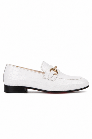 Vinci Monaco white loafer, right-facing outer side