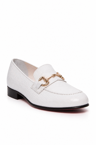 Vinci Monaco white loafer, three-quarter front view