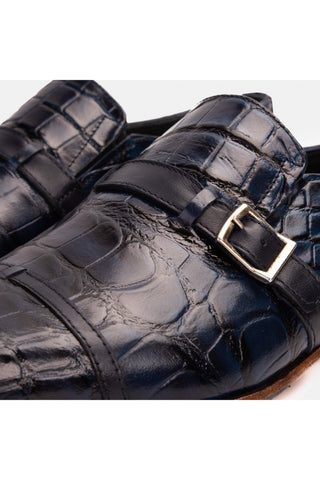 Vinci Strat Crocodile Leather Loafer - Navy