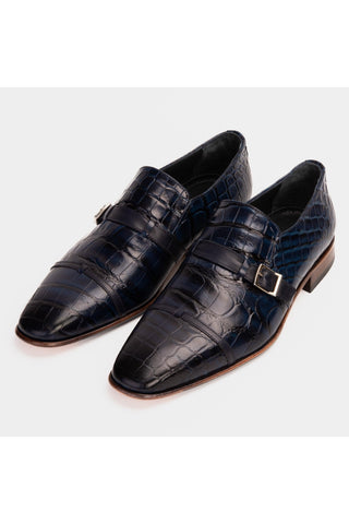 Vinci Strat Crocodile Leather Loafer - Navy