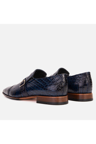 Vinci Strat Crocodile Leather Loafer - Navy