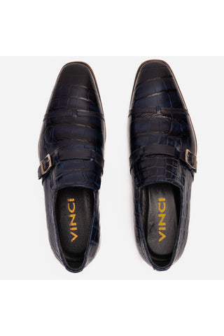 Vinci Strat Crocodile Leather Loafer - Navy