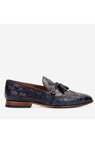 Vinci Istanbul Leather Wing-Tip Tassel Loafer - Navy