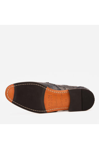 Vinci Istanbul Leather Wing-Tip Tassel Loafer - Navy