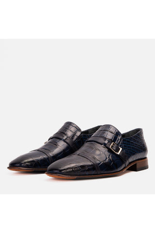 Vinci Strat Crocodile Leather Loafer - Navy