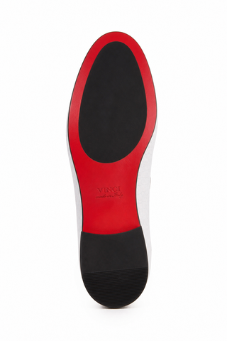 Vinci Monaco white loafer, red and black outsole