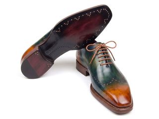 Paul Parkman green and cognac Goodyear welted wingtip Oxford - view 3