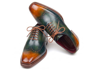 Paul Parkman green and cognac Goodyear welted wingtip Oxford - view 4