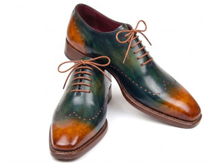 Paul Parkman green and cognac Goodyear welted wingtip Oxford - view 5