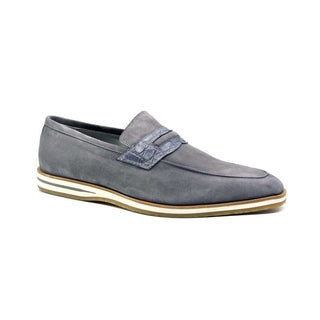 Zelli Italia Meo 3 Men's Shoes Gray Suede Goat Skin Penny Loafer (ZEL1002)