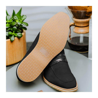 Zelli Italia Meo 3 Men's Shoes Black Suede Goat Skin Penny Loafer (ZEL1002)