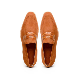 Zelli Italia Meo 3 Men's Shoes Cognac Genuine Suede Goat Skin Penny Loafer (ZEL1002)