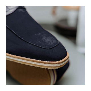 Zelli Italia Meo 3 Men's Shoes Navy Genuine Suede Goat Skin Penny Loafer (ZEL1002)