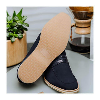 Zelli Italia Meo 3 Men's Shoes Navy Genuine Suede Goat Skin Penny Loafer (ZEL1002)