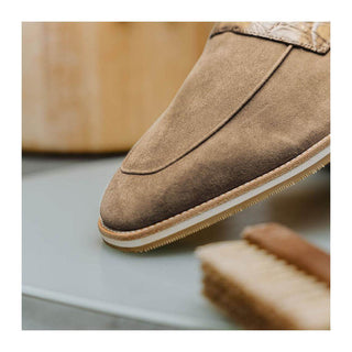 Zelli Italia Meo 3 Men's Shoes Taupe Suede Goat Skin Penny Loafer (ZEL1002)