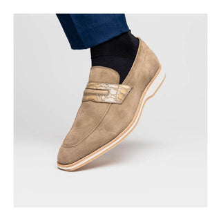 Zelli Italia Meo 3 Men's Shoes Taupe Suede Goat Skin Penny Loafer (ZEL1002)