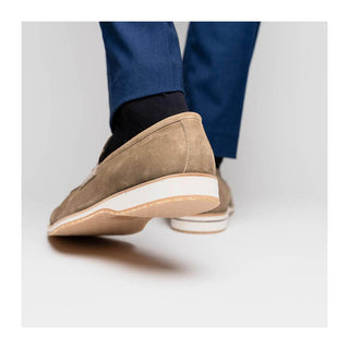 Zelli Italia Meo 3 Men's Shoes Taupe Suede Goat Skin Penny Loafer (ZEL1002)