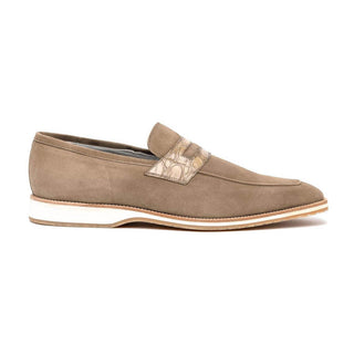Zelli Italia Meo 3 Men's Shoes Taupe Suede Goat Skin Penny Loafer (ZEL1002)
