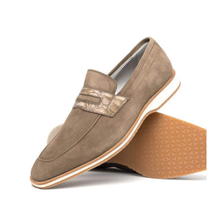 Zelli Italia Meo 3 Men's Shoes Taupe Suede Goat Skin Penny Loafer (ZEL1002)