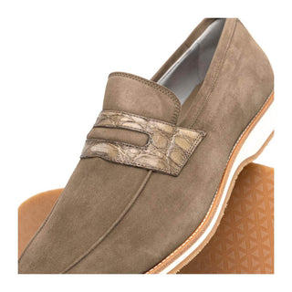 Zelli Italia Meo 3 Men's Shoes Taupe Suede Goat Skin Penny Loafer (ZEL1002)