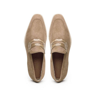 Zelli Italia Meo 3 Men's Shoes Taupe Suede Goat Skin Penny Loafer (ZEL1002)