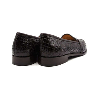 Zelli Italia Tuscany Men's Shoes Nicotine Crocodile Skin Penny Loafer (ZEL1000)