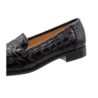 Zelli Italia Tuscany Men's Shoes Nicotine Crocodile Skin Penny Loafer (ZEL1000)