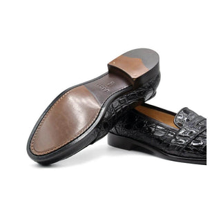 Zelli Italia Tuscany Men's Shoes Nicotine Crocodile Skin Penny Loafer (ZEL1000)