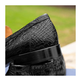 Zelli Italia Roma Men's Shoes Black Crocodile Skin Penny Loafer (ZEL1003)