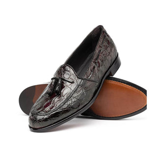 Zelli Italia Franco Men's Shoes Nicotine Crocodile Skin Tassel Loafer (ZEL1005)