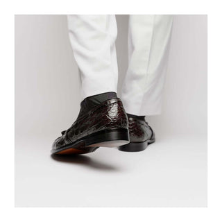 Zelli Italia Franco Men's Shoes Nicotine Crocodile Skin Tassel Loafer (ZEL1005)