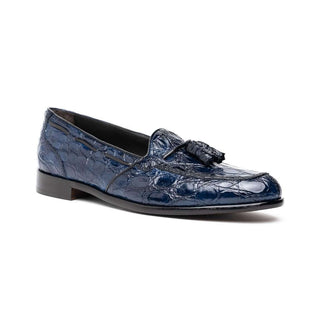 Zelli Italia Franco Men's Shoes Navy Crocodile Skin Tassel Loafer (ZEL1005)