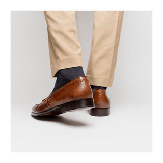 Zelli Italia Franco Men's Shoes Cognac Teju Lizard Skin Tassel Loafer (ZEL1006)