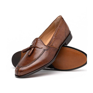 Zelli Italia Franco Men's Shoes Cognac Teju Lizard Skin Tassel Loafer (ZEL1006)