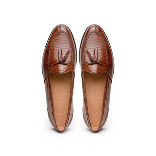 Zelli Italia Franco Men's Shoes Cognac Teju Lizard Skin Tassel Loafer (ZEL1006)