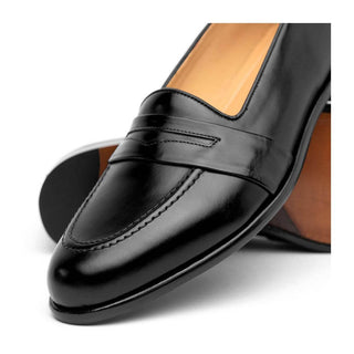 Zelli Italia Savannah Men's Shoes Black Calf-skin Leather Penny Loafer (ZEL1009)