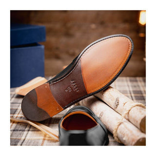 Zelli Italia Savannah Men's Shoes Black Calf-skin Leather Penny Loafer (ZEL1009)