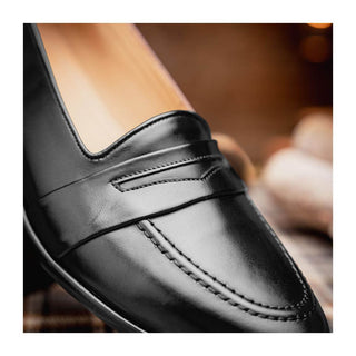 Zelli Italia Savannah Men's Shoes Black Calf-skin Leather Penny Loafer (ZEL1009)