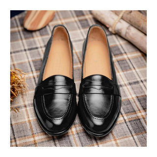 Zelli Italia Savannah Men's Shoes Black Calf-skin Leather Penny Loafer (ZEL1009)