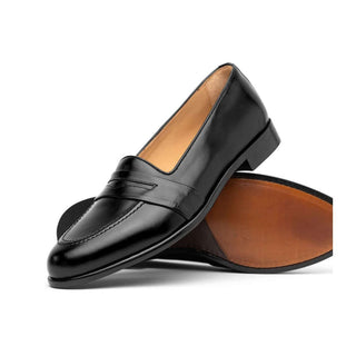 Zelli Italia Savannah Men's Shoes Black Calf-skin Leather Penny Loafer (ZEL1009)