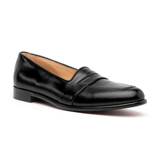 Zelli Italia Savannah Men's Shoes Black Calf-skin Leather Penny Loafer (ZEL1009)